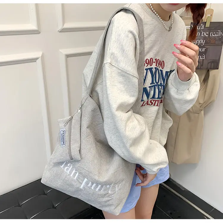 Korean Letter Canvas Shoulder Bag Large Capacity — feature 13
