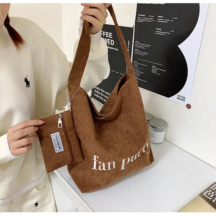 Korean Letter Canvas Shoulder Bag Large Capacity — feature 14