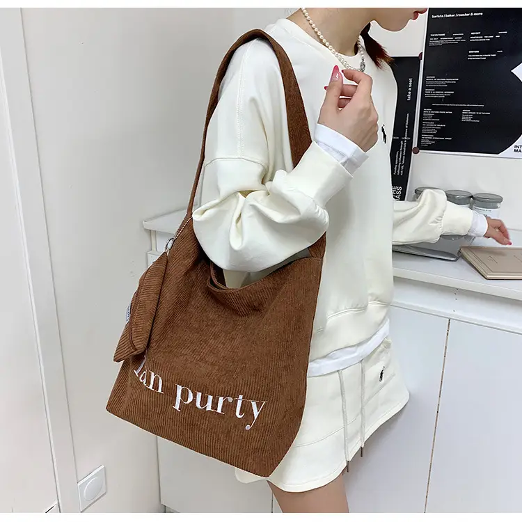 Korean Letter Canvas Shoulder Bag Large Capacity — feature 16