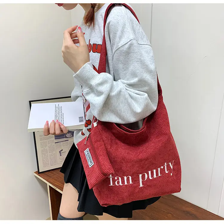 Korean Letter Canvas Shoulder Bag Large Capacity — feature 19