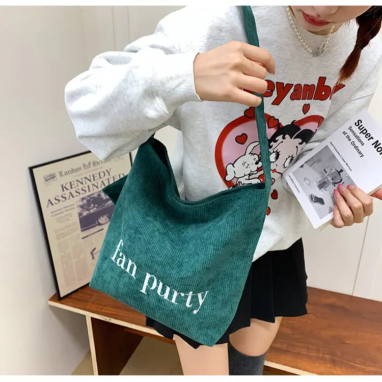 Korean Letter Canvas Shoulder Bag Large Capacity — feature 20