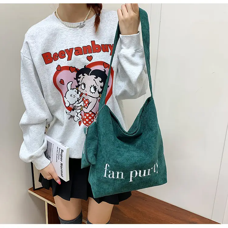 Korean Letter Canvas Shoulder Bag Large Capacity — feature 21