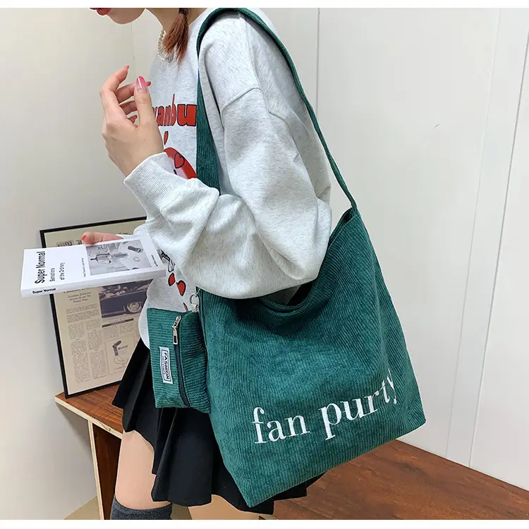 Korean Letter Canvas Shoulder Bag Large Capacity — feature 22