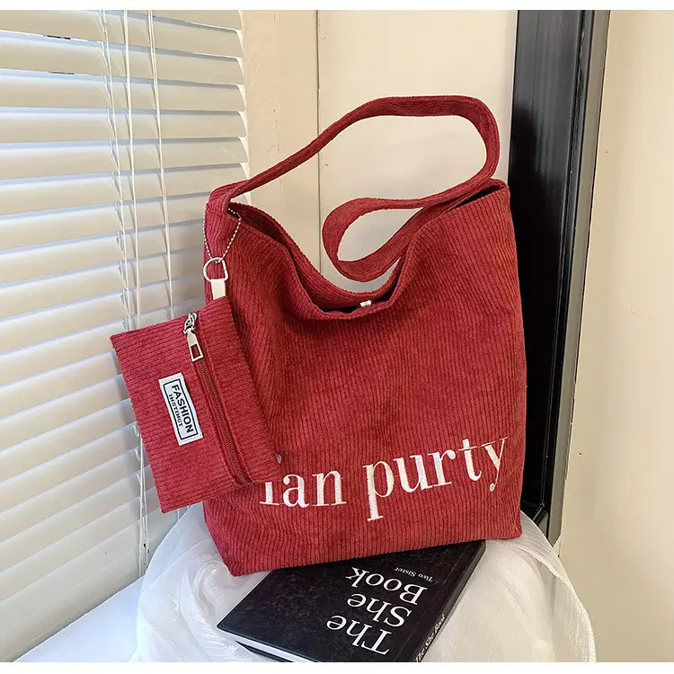 Korean Letter Canvas Shoulder Bag Large Capacity — feature 25