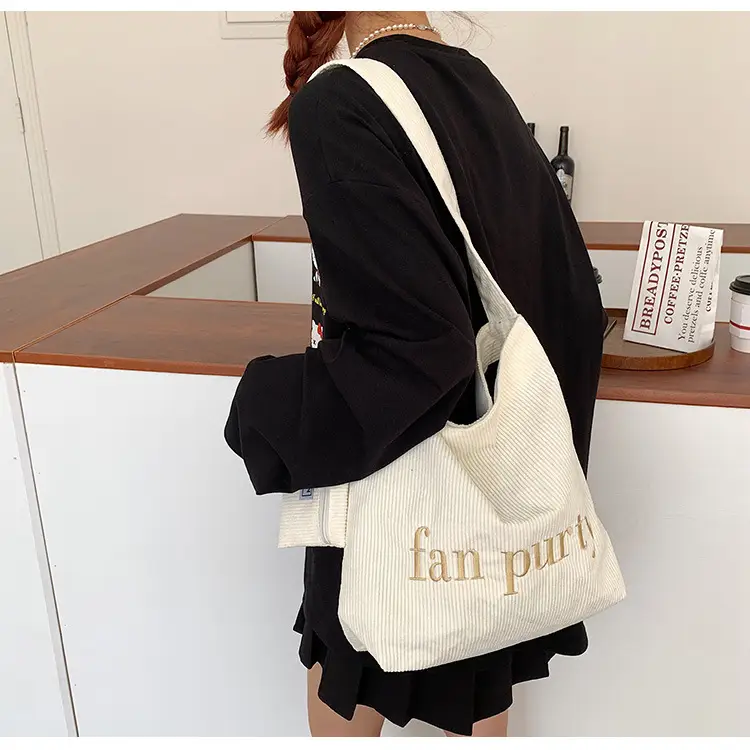 Korean Letter Canvas Shoulder Bag Large Capacity — feature 8