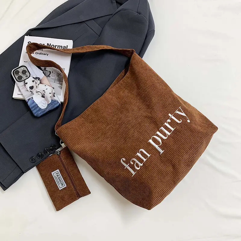 Korean Letter Canvas Shoulder Bag Large Capacity - Image 5