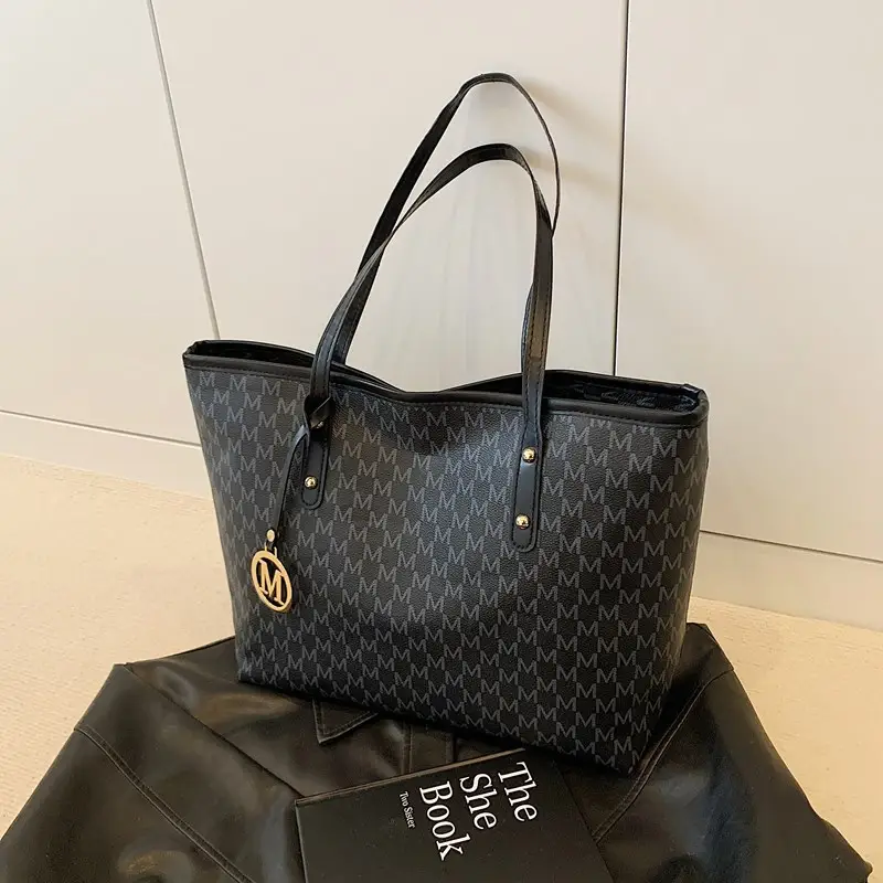 Trendy Women's Brown Monogram Tote Bag Large Capacity - Image 8