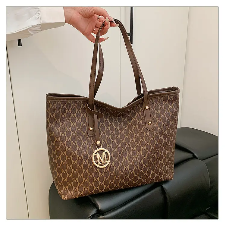 Trendy Women's Brown Monogram Tote Bag Large Capacity — feature 10