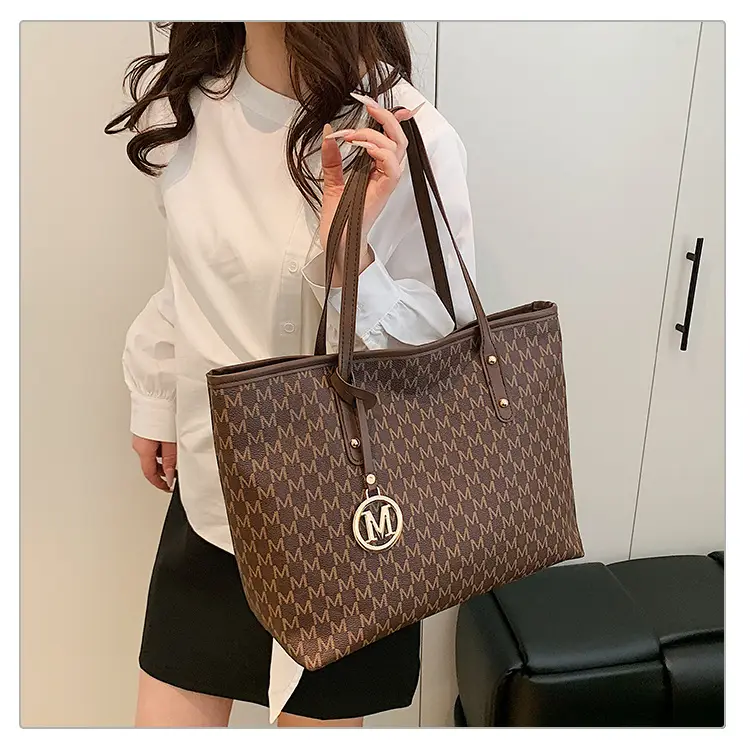 Trendy Women's Brown Monogram Tote Bag Large Capacity — feature 11