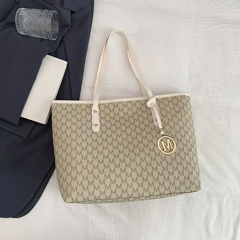 Trendy Women's Brown Monogram Tote Bag Large Capacity - Image 2