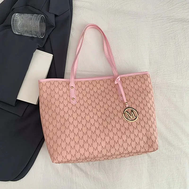 Trendy Women's Brown Monogram Tote Bag Large Capacity - Image 3