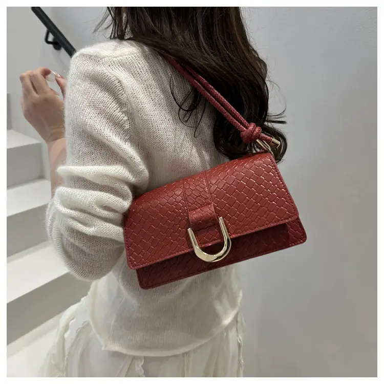 Black Textured Shoulder Bag with Gold Hardware — feature 14