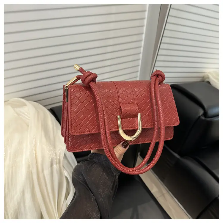 Black Textured Shoulder Bag with Gold Hardware — feature 20