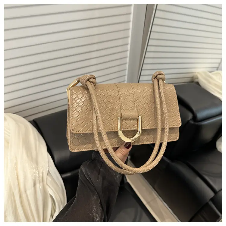 Black Textured Shoulder Bag with Gold Hardware — feature 21