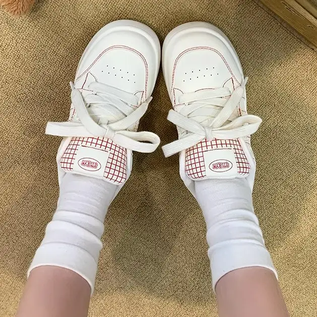 Women White Thick Casual Sneakers 2025