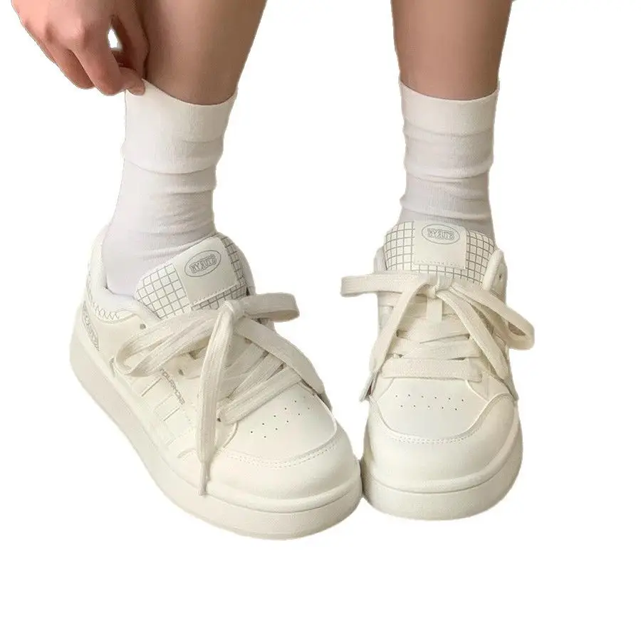 Women White Thick Casual Sneakers 2025