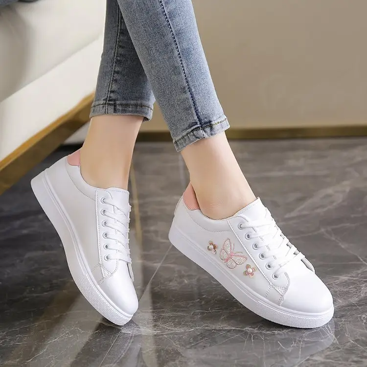 White Shoes Women's 2025 Spring and Summer New Lace-up Casual Women's Board Shoes Soft Sole All-match Running Shoes Women's Single-layer Shoes Student Shoes — feature 15
