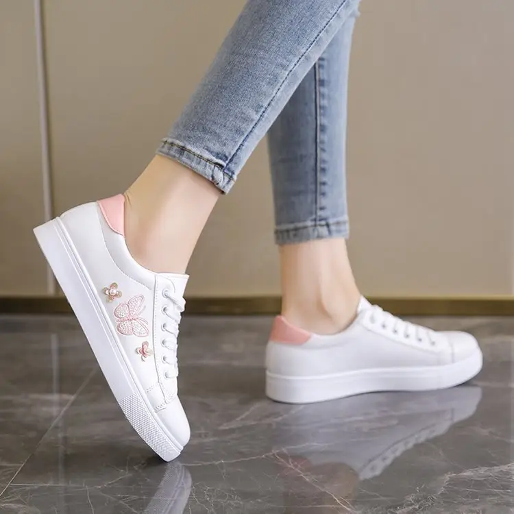 White Shoes Women's 2025 Spring and Summer New Lace-up Casual Women's Board Shoes Soft Sole All-match Running Shoes Women's Single-layer Shoes Student Shoes — feature 16