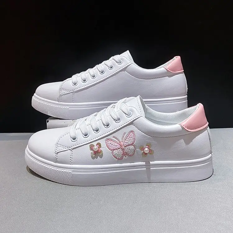 White Shoes Women's 2025 Spring and Summer New Lace-up Casual Women's Board Shoes Soft Sole All-match Running Shoes Women's Single-layer Shoes Student Shoes - Image 2