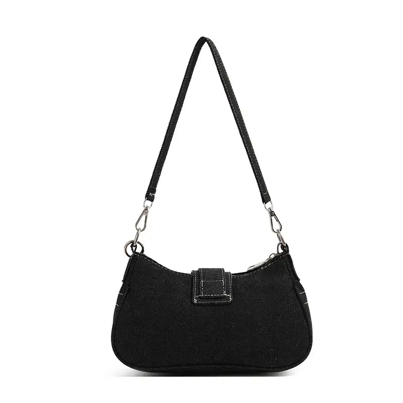 Blue Star Denim Underarm Bag with Chain Strap