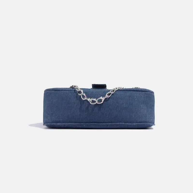 Blue Star Denim Underarm Bag with Chain Strap — feature 9