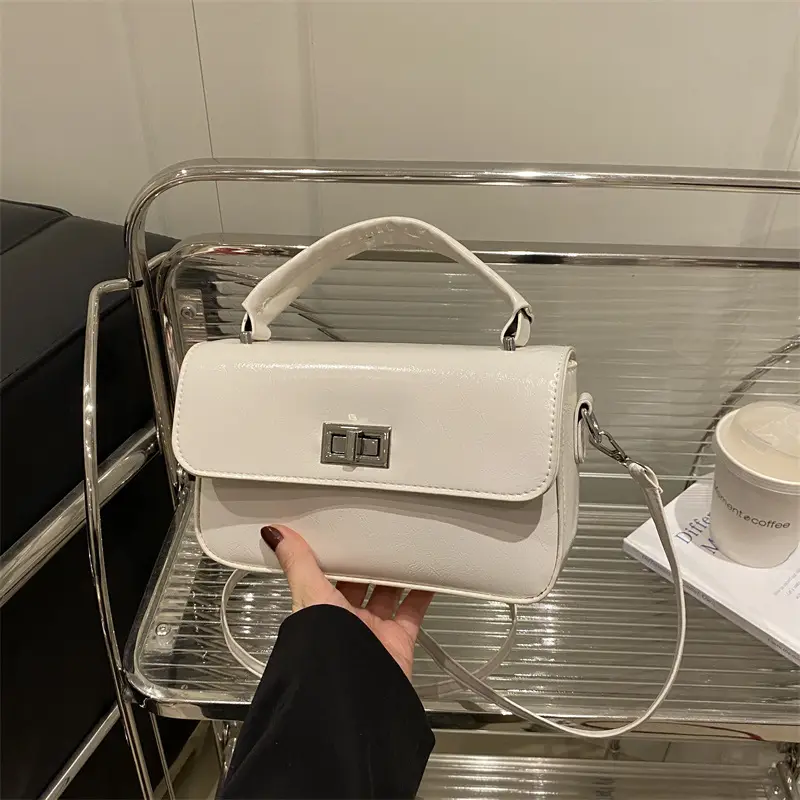 White Textured Small Square Women's Bag