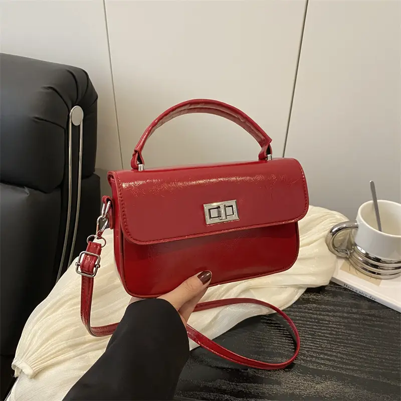 White Textured Small Square Women's Bag
