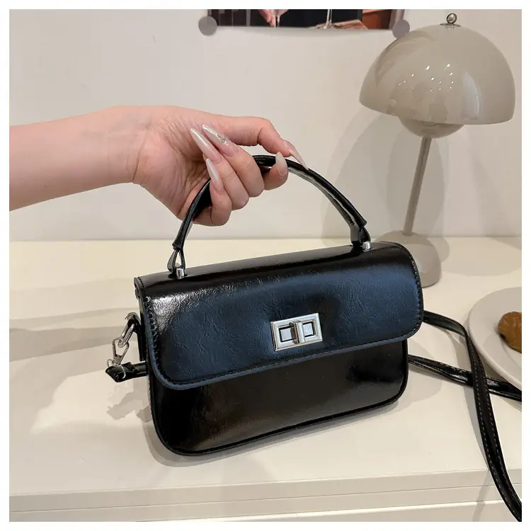 White Textured Small Square Women's Bag — feature 11