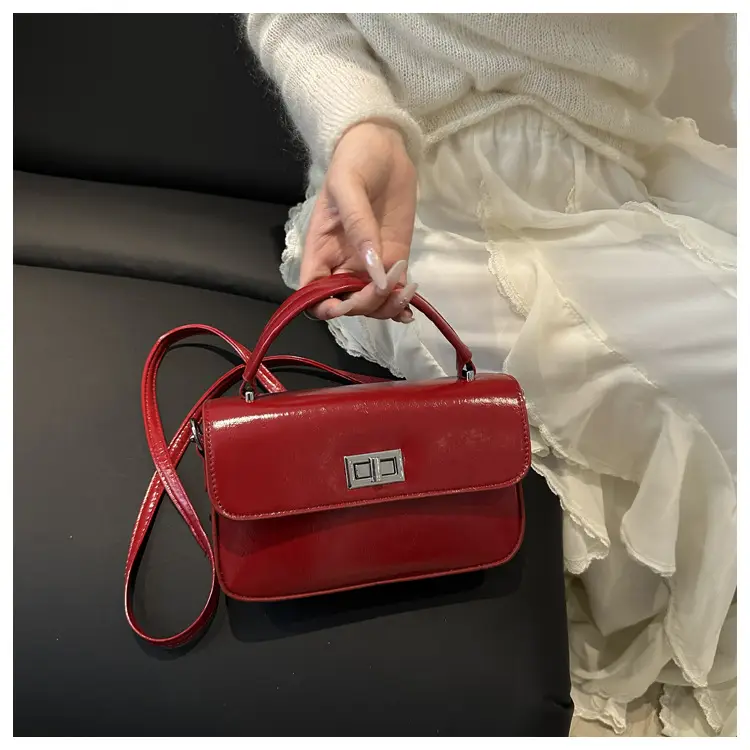 White Textured Small Square Women's Bag — feature 15
