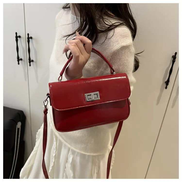 White Textured Small Square Women's Bag — feature 16