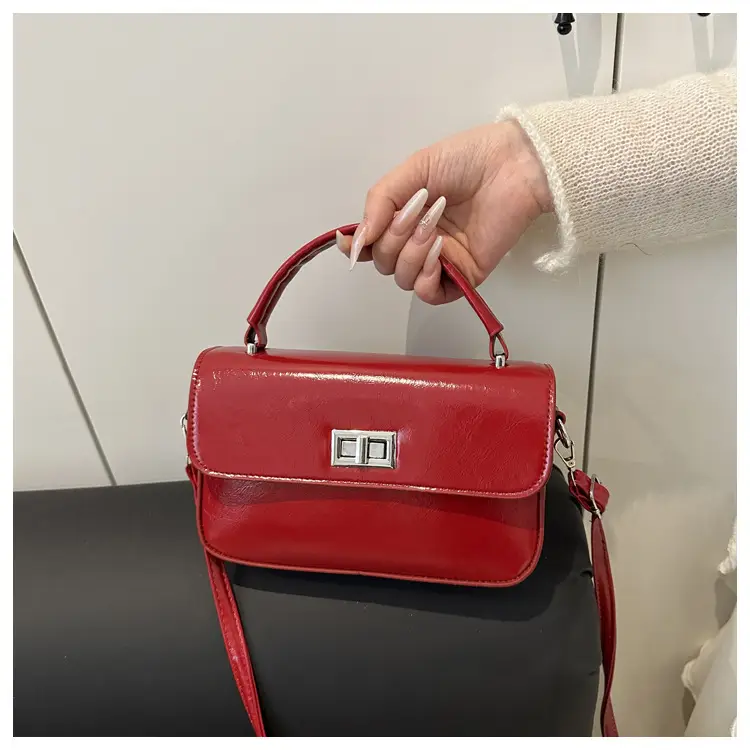 White Textured Small Square Women's Bag — feature 17