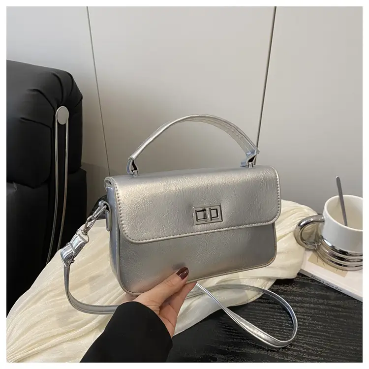 White Textured Small Square Women's Bag — feature 26