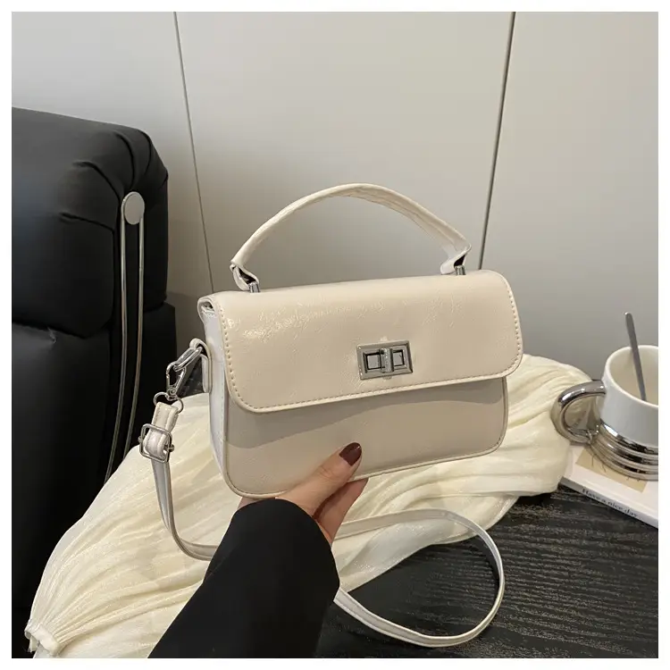 White Textured Small Square Women's Bag — feature 28