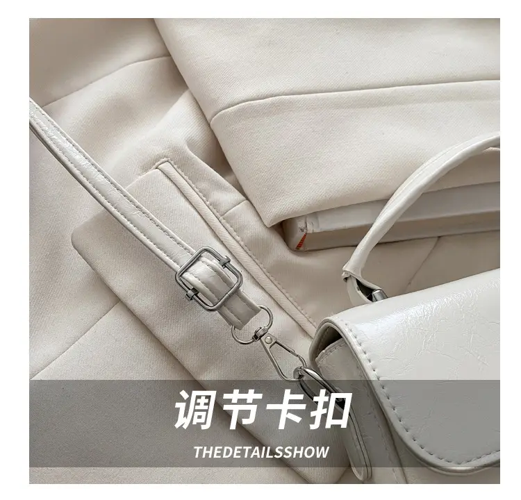 White Textured Small Square Women's Bag — feature 5
