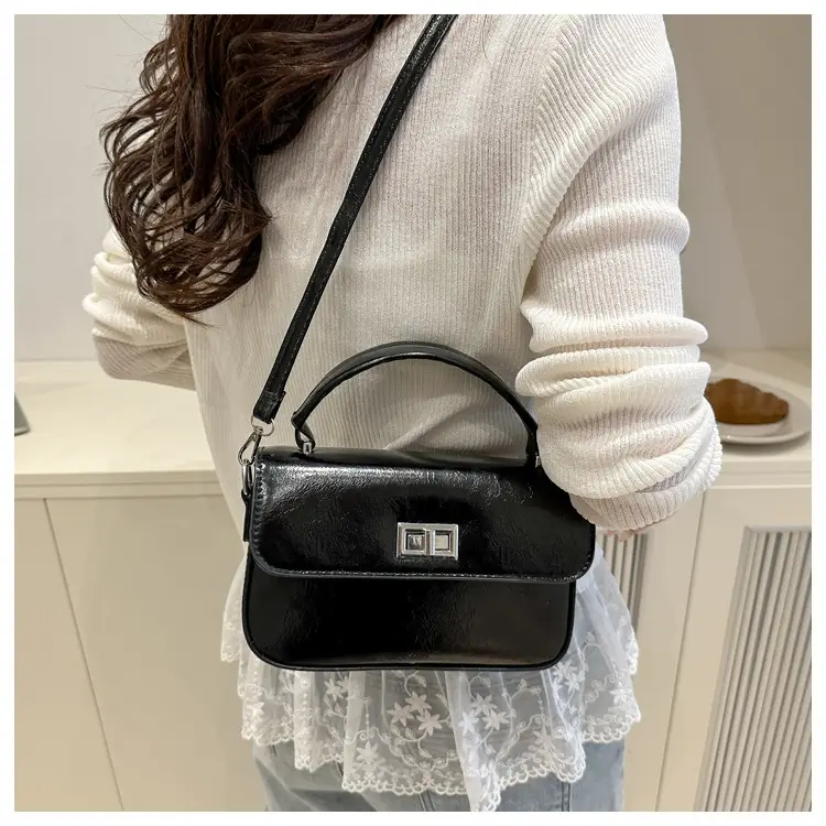 White Textured Small Square Women's Bag — feature 9