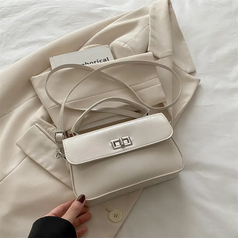 White Textured Small Square Women's Bag