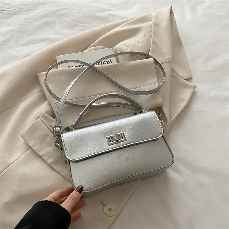 White Textured Small Square Women's Bag