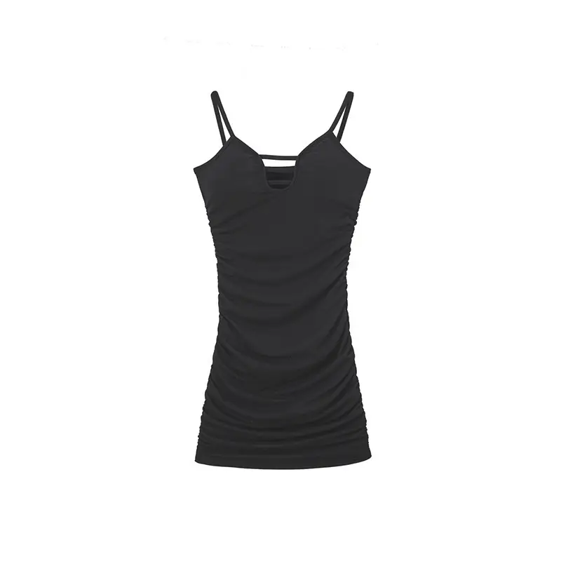 Black Knitted Strap Bodycon Tank Top for Women