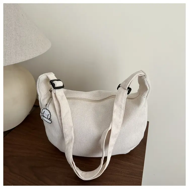 Women's Large Canvas Shoulder Bag Beige 2025 Spring Summer — feature 24