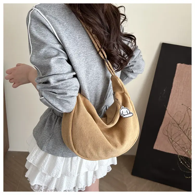 Women's Large Canvas Shoulder Bag Beige 2025 Spring Summer — feature 8