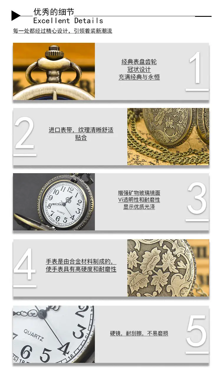 Cross-Border Animal Mouse Flip Pocket Watch Necklace — feature 9