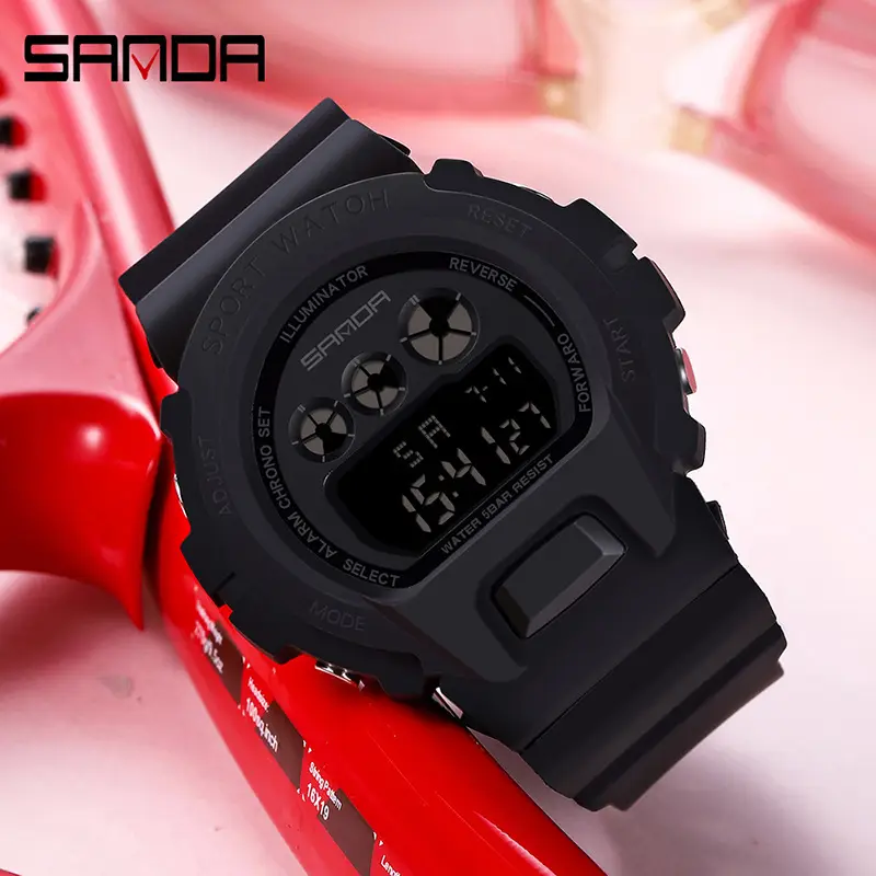 Sanda Youth LED Digital Watch Pink Red Sport Watch - Image 4