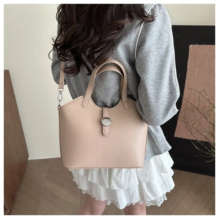 Pink Textured Handheld Bucket Bag for Women — feature 10