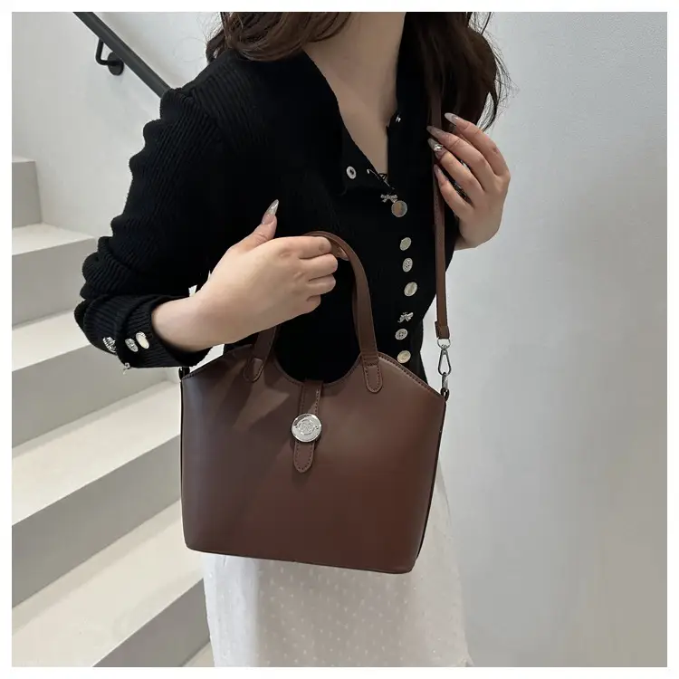 Pink Textured Handheld Bucket Bag for Women — feature 18