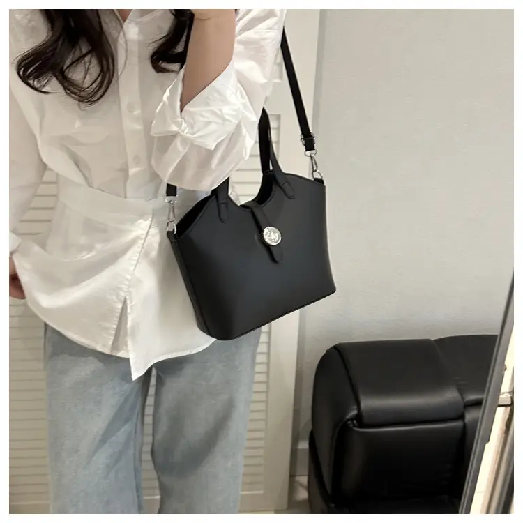 Pink Textured Handheld Bucket Bag for Women — feature 19