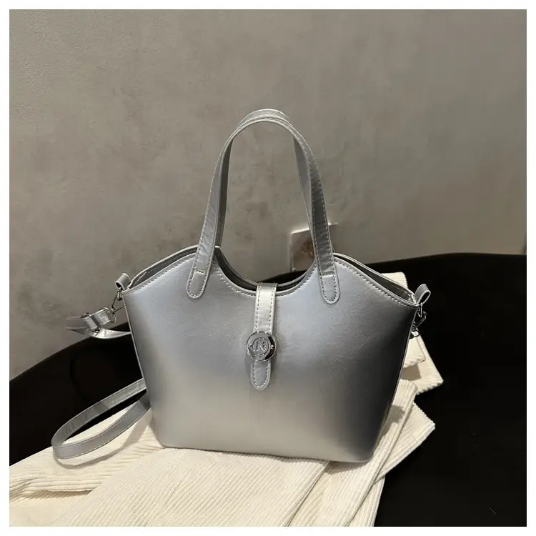 Pink Textured Handheld Bucket Bag for Women — feature 27