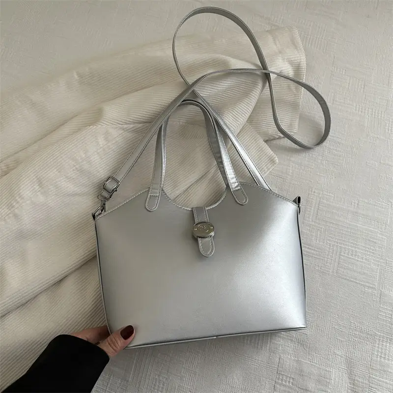 Pink Textured Handheld Bucket Bag for Women - Image 5