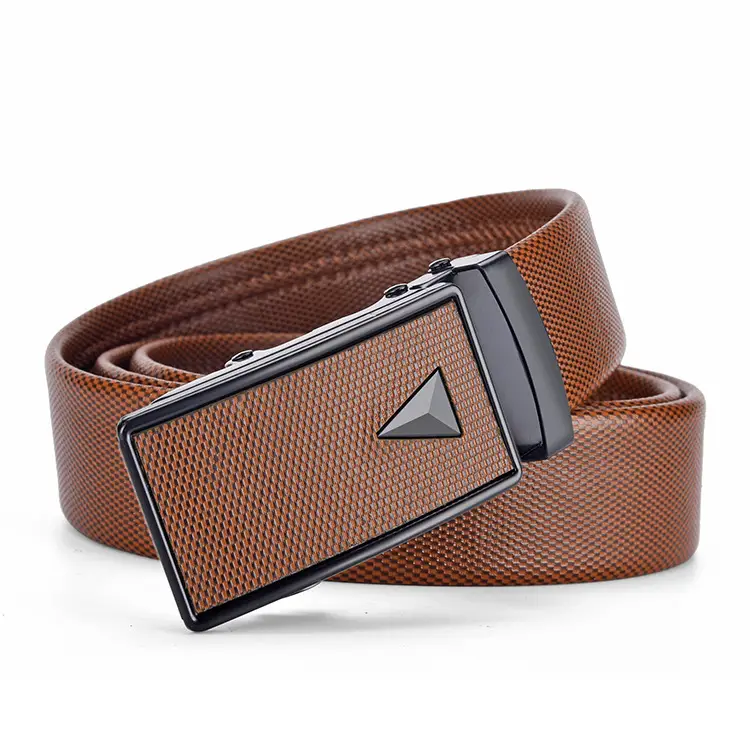 Men's Brown Leather Automatic Buckle Belt — feature 11