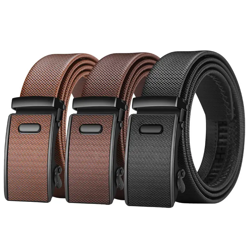 Men's Brown Leather Automatic Buckle Belt — feature 3