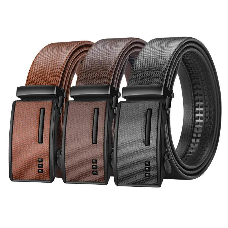 Men's Brown Leather Automatic Buckle Belt — feature 4